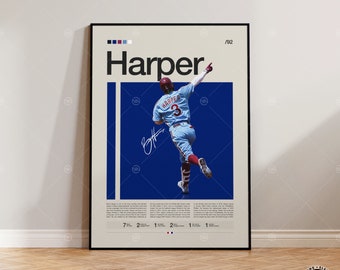 Bryce Harper Poster, Philadelphia Phillies, Baseball Prints, Sports Poster, Baseball Player Gift, Baseball Wall Art, Sports Bedroom Posters