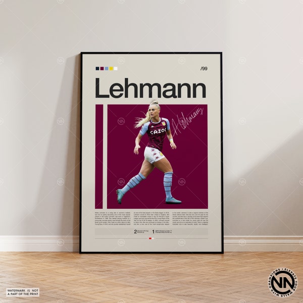 Alisha Lehmann Poster, USWNT Poster, Aston Villa Poster, Sports Poster, Football Player Poster, Soccer Wall Art, Sports Bedroom Posters