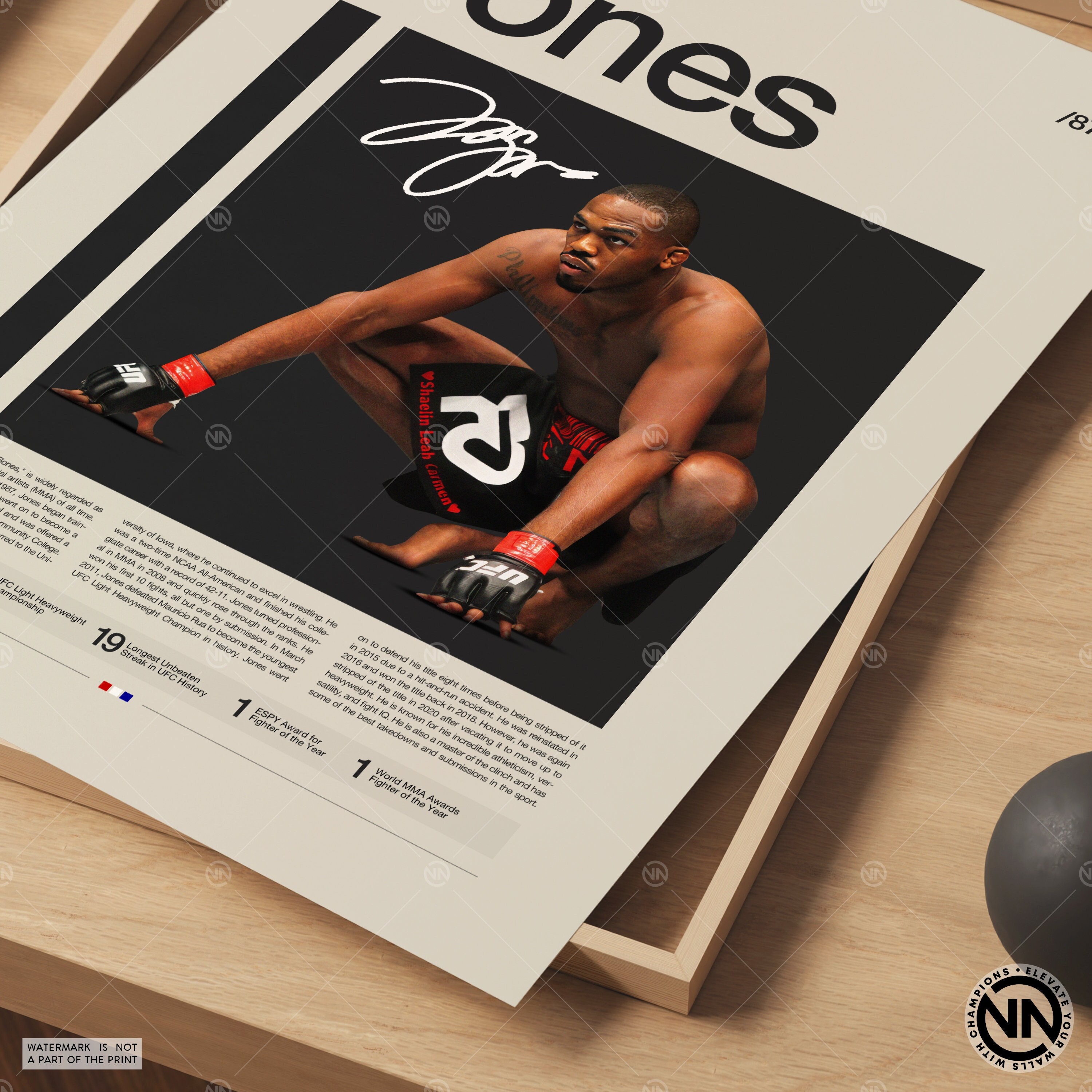 HWC Trading Jon Jones MMA Gifts - Stampa autografata con autografo per fan UFC Memorabilia – A4