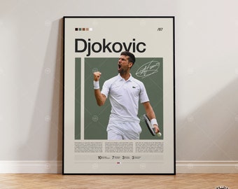 Poster Novak Djokovic, Poster de tennis, Poster de motivation, Poster de sport, Art sportif moderne, Cadeaux tennis, Poster minimaliste, Art tennis