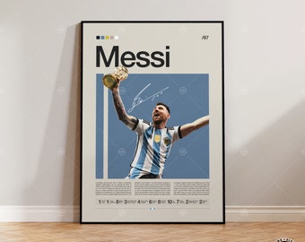 Lionel Messi poster, Argentinië voetbal print, voetbal geschenken, sport poster, voetbal speler poster, voetbal kunst aan de muur, sport slaapkamer posters