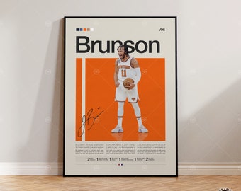 Cartel de Jalen Brunson, New York Knicks, Cartel de la NBA, Cartel deportivo, Moderno de mediados de siglo, Aficionados de la NBA, Regalo de baloncesto, Carteles de dormitorios deportivos