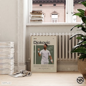 Novak Djokovic Poster, Tennis Poster, Motivational Poster, Sports Poster, Modern Sports Art, Tennis Gifts, Minimalist Poster, Tennis Art image 2