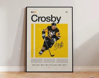 Affiche Sidney Crosby, Affiche des Penguins de Pittsburgh, Affiche de la LNH, Affiche de hockey, Affiche de sport, Affiches Mid-Century Modern