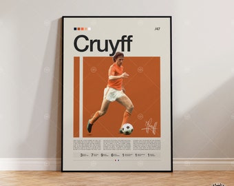 Johan Cruyff Poster, Netherlands Footballer Poster, Soccer Gifts, Sports Poster, Football Poster, Soccer Wall Art, Sports Bedroom Posters