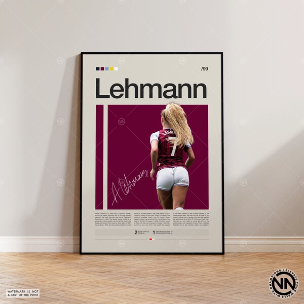 Alisha Lehmann Poster, USWNT Poster, Aston Villa Poster, Sports Poster, Football Player Poster, Soccer Wall Art, Sports Bedroom Posters