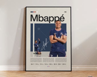 Kylian Mbappé Poster, Paris Saint Germain, Soccer Gifts, Sports Poster, Football Player Poster, Soccer Wall Art, Sports Bedroom Posters