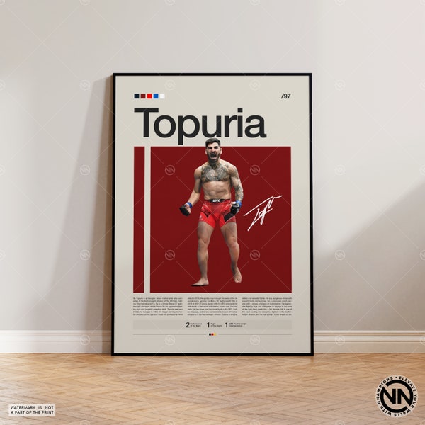 Ilia Topuria Poster, UFC Poster, MMA Poster, Boxing Poster, Sports Poster, Mid-Century Modern, Motivational Poster, Sports Bedroom Posters