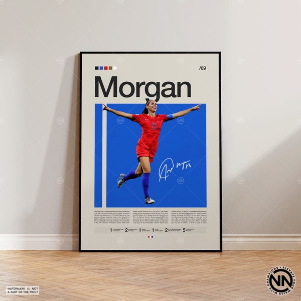 Alex Morgan Poster, USA Women Footballer, Soccer Gifts, Sports Poster, Football Player Poster, Soccer Wall Art, Sports Bedroom Posters