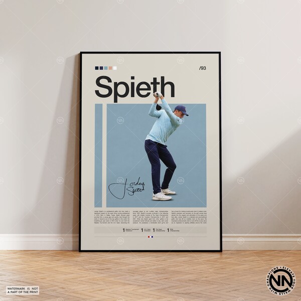 Cartel de Jordan Spieth, cartel de golf, cartel motivacional, cartel deportivo, arte deportivo moderno, regalos de golf, cartel minimalista, arte de pared de golf