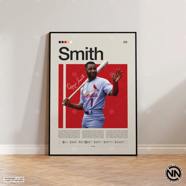 Ozzie Smith Poster, St. Louis Cardinals, Baseball Prints, Sports Poster, Baseball Player Gift, Baseball Wall Art, Sports Bedroom Posters