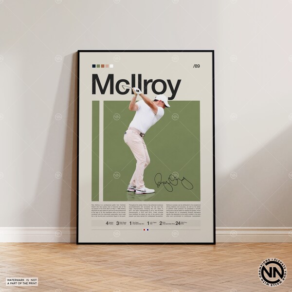 Poster Rory Mcilroy, Poster de golf, Poster de motivation, Poster de sport, Art sportif moderne, Cadeaux golf, Poster minimaliste, Art mural golf