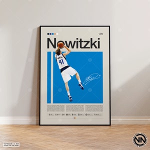 Dirk Nowitzki Poster, Dallas Mavericks, NBA Poster, Sports Poster, Mid Century Modern, NBA Fans, Basketball Gift, Sports Bedroom Posters