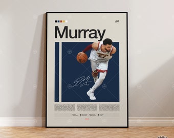 Jamal Murray Poster, Denver Nuggets Print, NBA Poster, Sports Poster, Mid Century Modern, NBA Fans, Basketball Gift, Sports Bedroom Posters