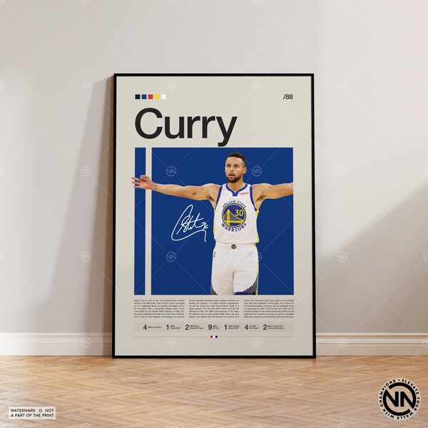 Steph Curry Poster, Golden State warriors, NBA Poster, Sport Poster, Mid Century Modern, NBA Fans, Basketball Geschenk, Sport Schlafzimmer Poster