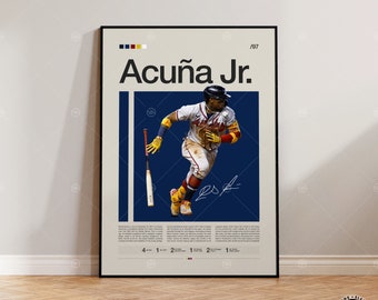 Affiche de Ronald Acuna Jr., Atlanta Braves, impressions de baseball, affiche de sport, cadeau pour joueur de baseball, art mural baseball, affiches de chambre de sport