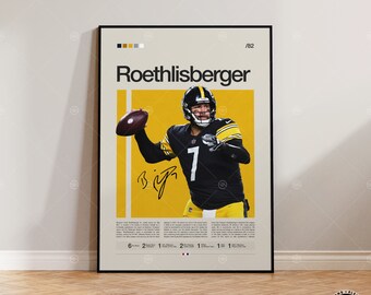 Ben Roethlisberger Poster, Pittsburgh Steelers, NFL Poster, Sports Poster, NFL Fans, Football Poster, NFL Wall Art, Sports Bedroom Posters