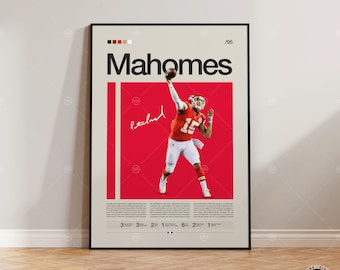 Affiche Patrick Mahomes, affiche du chef de Kansas City, affiche de la NFL, affiche de sport, affiche de football, art mural NFL, affiches de chambre de sport