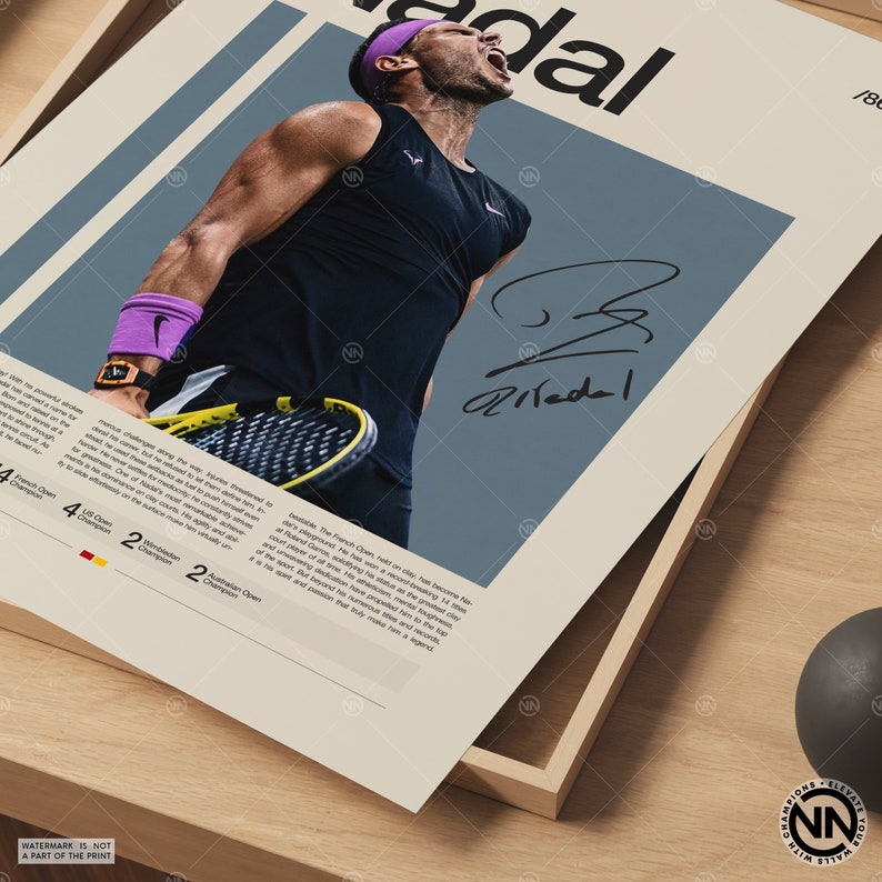 Rafael Nadal Poster, Tennis Poster, Motivational Poster, Sports Poster, Modern Sports Art, Tennis Gifts, Minimalist Poster, Tennis Art zdjęcie 5