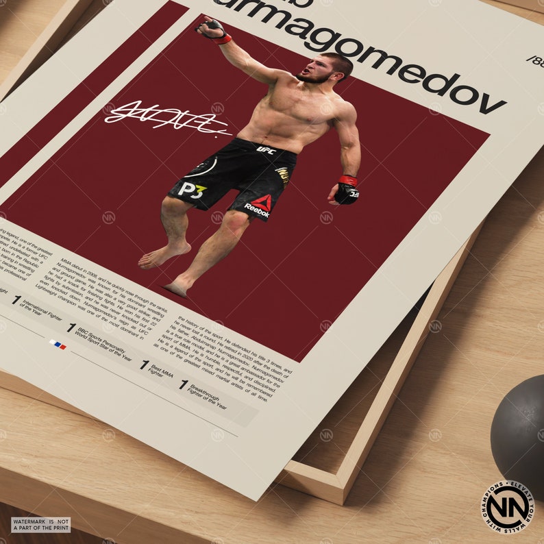 Khabib Nurmagomedov Poster, MMA Poster, Boxing Poster, Sports Poster, Mid-Century Modern, Motivational Poster, Sports Bedroom Posters image 5