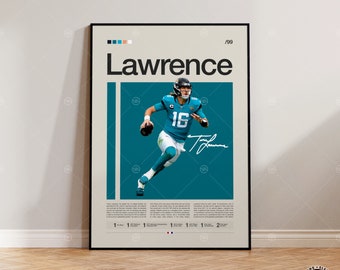 Affiche Trevor Lawrence, Jaguars de Jacksonville, Affiche de la NFL, Affiche de sport, Fans de la NFL, Affiche de football, Art mural NFL, Affiches de chambre de sport