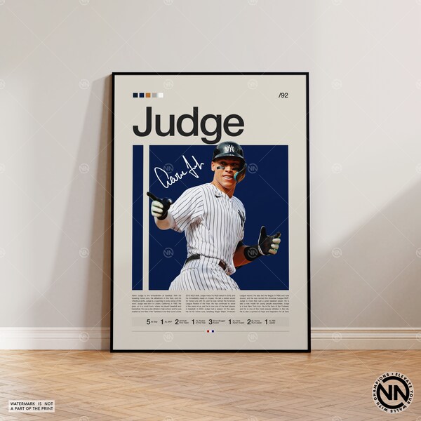 Aaron Judge Poster, New York Yankees Poster, Baseball Prints, Sports Poster, Baseball Player Gift, Baseball Wall Art, Sports Bedroom Posters