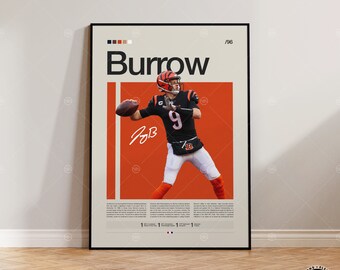 Joe Burrow Poster, Cincinnati Bengals Poster, NFL Poster, Sports Poster, Football Poster, NFL Wall Art, Sports Bedroom Posters