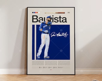 Jose Bautista Poster, Toronto Blue Jays, Baseball Prints, Sports Poster, Baseball Player Gift, Baseball Wall Art, Sports Bedroom Posters
