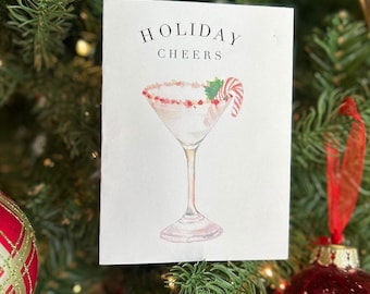Holiday Cheers Peppermint Martini Christmas Greeting Card