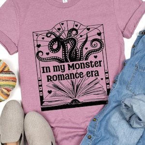 Monster Romance Era T-Shirt, Romance Reader T-Shirt, würziges Buch-Liebhaber-Shirt, Leseschmutz, Bücherwurm, Romance-Liebhaber, Bücherwurm, Romancelandia