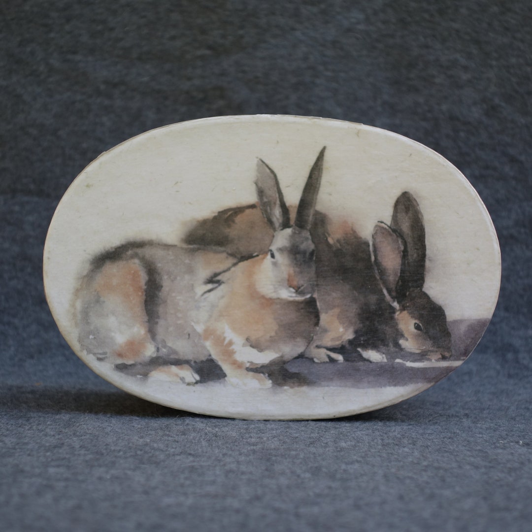 Bunny Decoupage Paper Mache Box Etsy