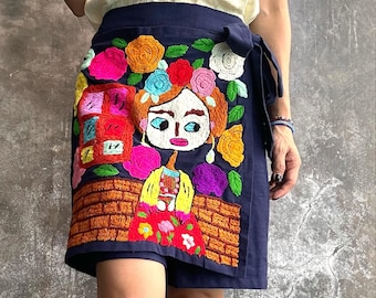 Skirt pants, Embroidered Skirt pants, Handmade skirt, Above knee Skirt pants, Bow tie skirt, Elastic waist skirt pants, Embroidered Shorts