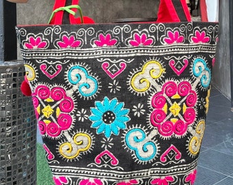 Hill tribe Bag, Embroidered Shoulder bag, Handmade bag, Hemp bag, Handmade tote bag, Handcrafted Embroidered tote bag, Ethnic Shoulder bag