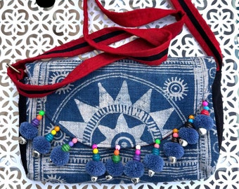 3 in 1 bag, Chest bag, Shoulder bag, Crossbody bag, Hill tribe Purse, Embroidered bag, Handmade bag, Hemp bag, Small bag, Adjustable strap