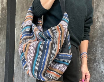 Handmade Ethnic bag, Hippie bag, Crossbody bag, Shoulder bag, Naga woven fabric bag, big bag, adjustable strap bag, Boho bag, Unique bag