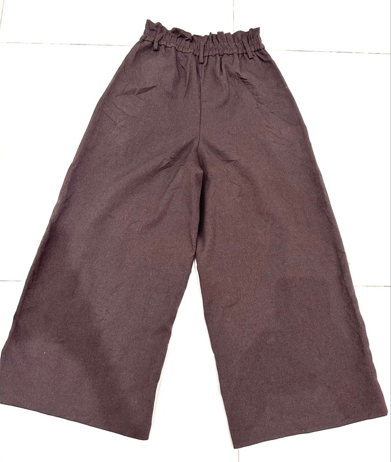 Cotton Embroidered Pants, M size Pants, Floral embroidered Pants, Brown Pants, Relax Pants, Wide leg Pants, Elastic waist pants zdjęcie 10