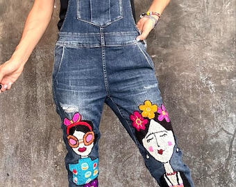 Embroidered Overalls, Denim overalls, Handmade Overalls, Overalls with Pockets, Jeans overalls, Overalls, Rompers, Jumpsuit