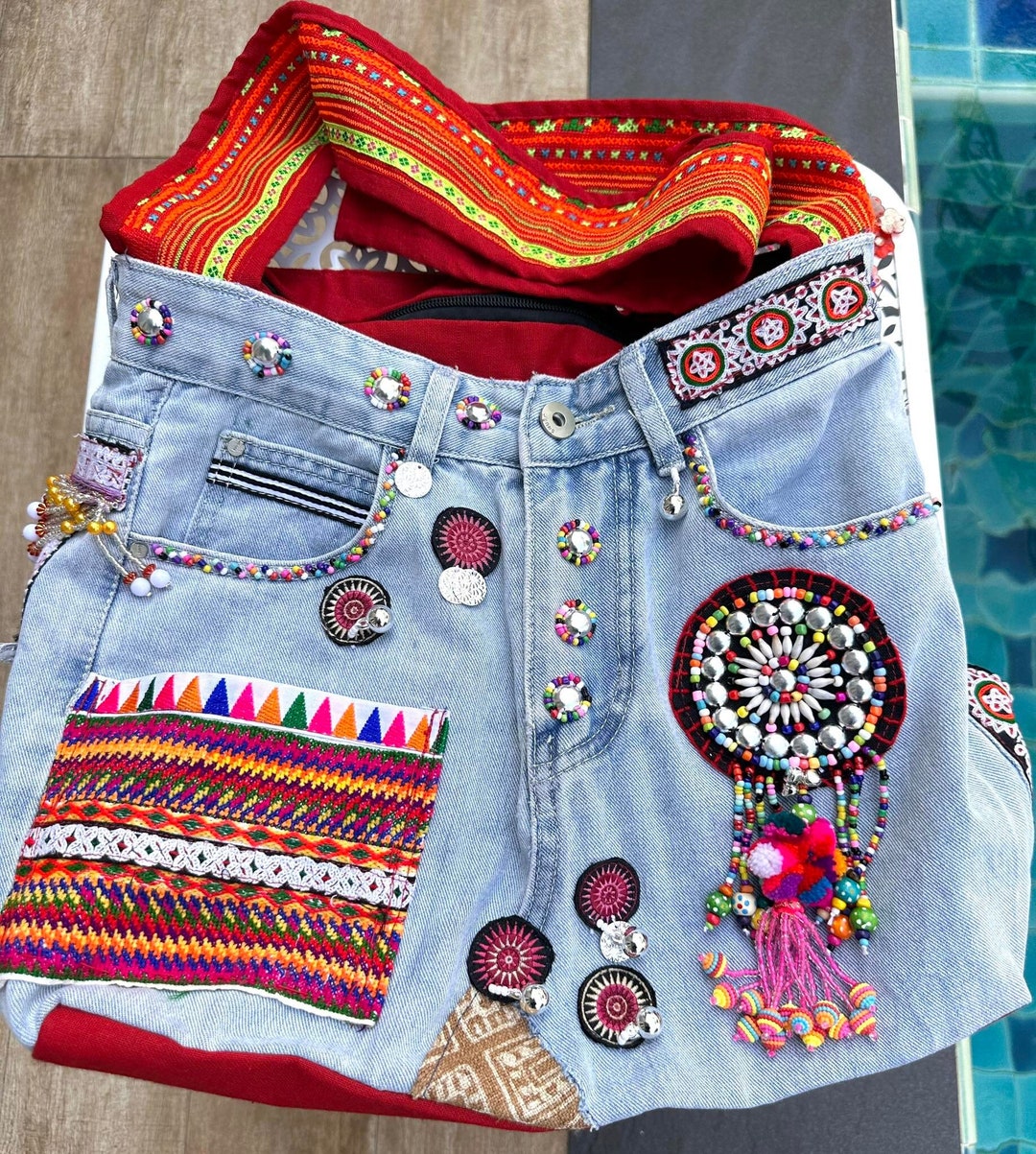 Handcrafted Upcycled Denim Bag, Crossbody Denim Bag, Shoulder Denim Bag