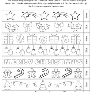 Christmas Paper Chains Holiday Paper Garland Kids Christmas Activities Kids Crafts Kindergarten Christmas Activities KDP image 2
