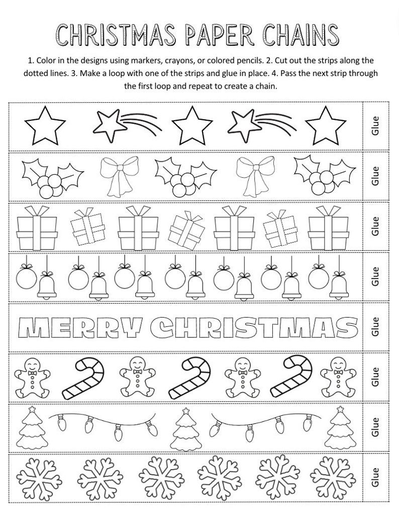 Christmas Paper Chains Holiday Paper Garland Kids Christmas Activities Kids Crafts Kindergarten Christmas Activities KDP image 2