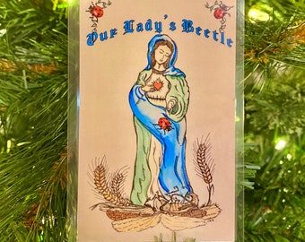 Our Lady's Beetle Virgin Mary Ladybug Prayer Card