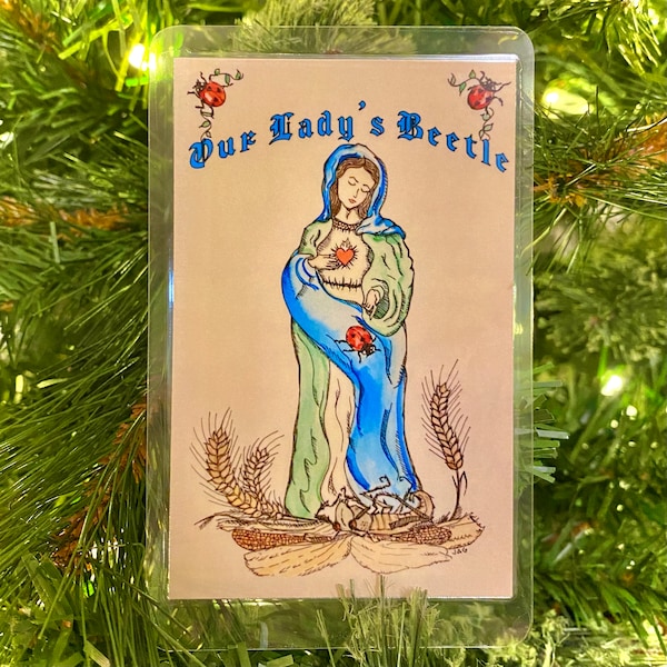 Our Lady's Beetle Virgin Mary Ladybug Prayer Card