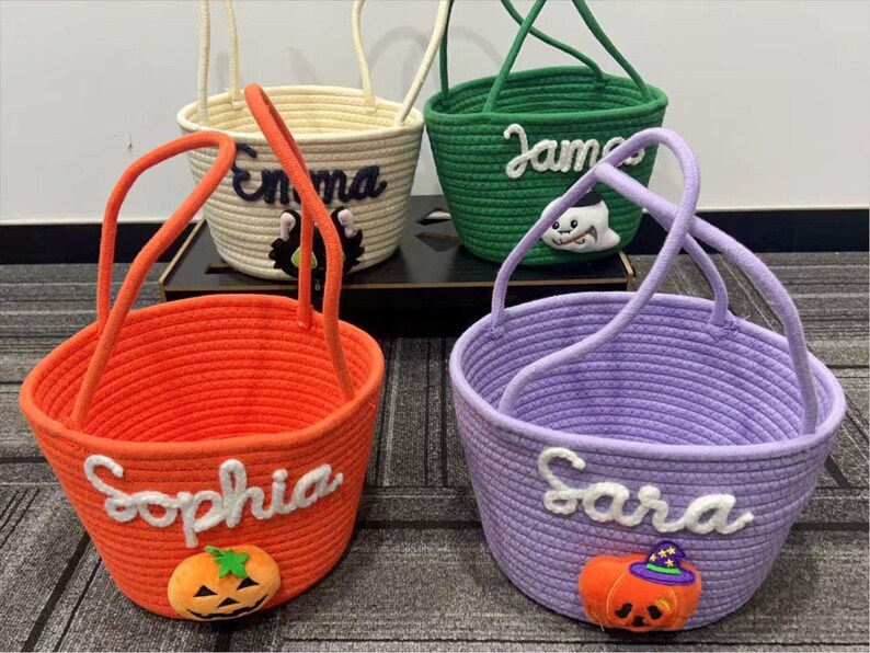 Halloween Kids Candy Basket, Trick or Treat Bag, Halloween Kids Tote