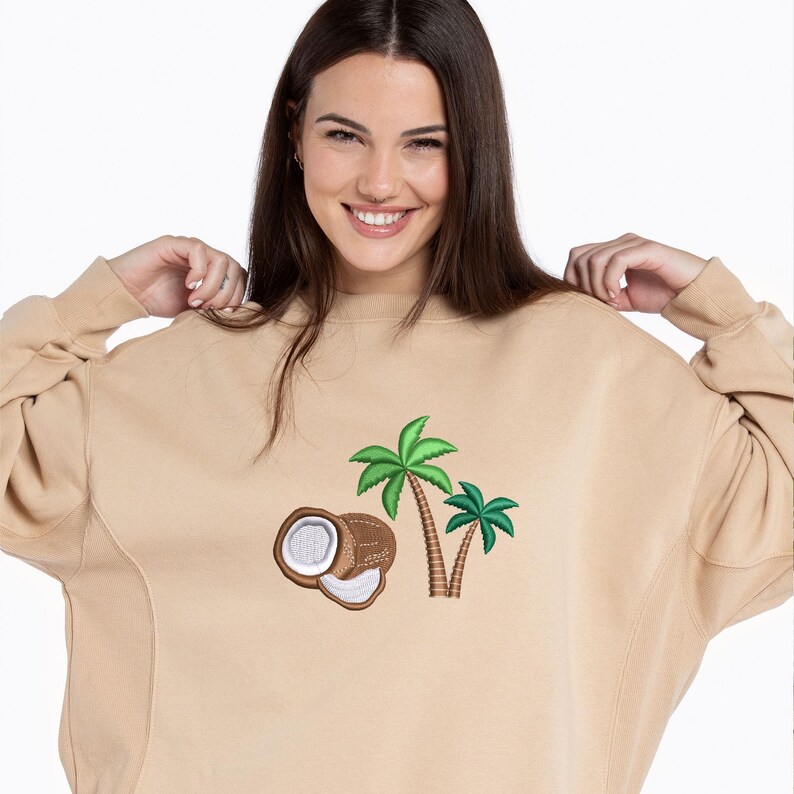 Kamala Harris Coconut Palm Tree Embroidery, Digital Machine Embroidered