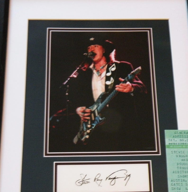 Stevie Ray Vaughan 1989 Framed Photo, Ticket & Autograph Reproduction image 2