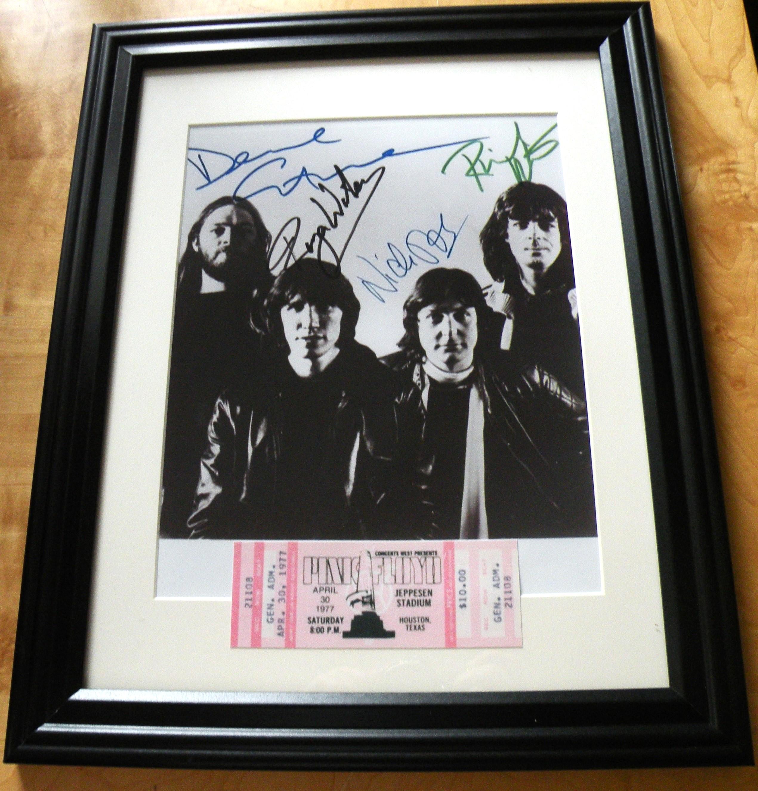 高品質ガラスフレーム入りピンク・フロイド、複製、サイン、写真