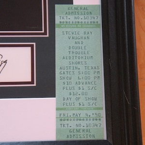 Stevie Ray Vaughan 1989 Framed Photo, Ticket & Autograph Reproduction image 3