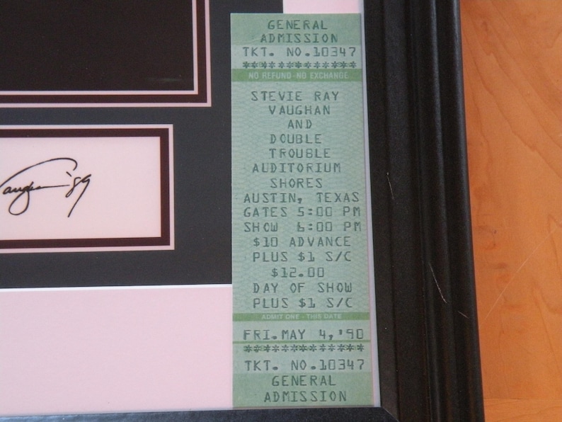 Stevie Ray Vaughan 1989 Framed Photo, Ticket & Autograph Reproduction image 3