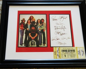 Lynyrd Skynyrd Framed Reproduction Autograph, Photo & Ticket