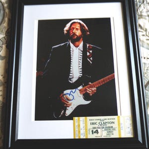 Eric Clapton Framed, Reproduction, Autograph Photo, Ticket